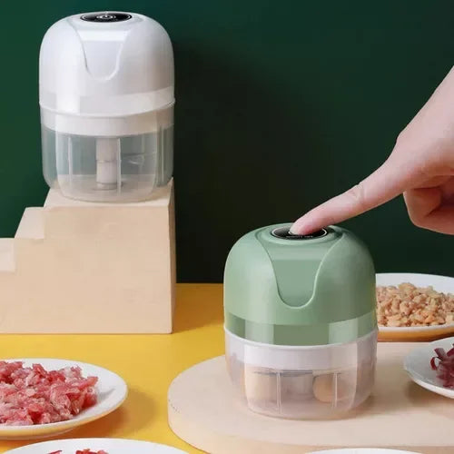 Mini Processador Elétrico (Moedor Carne Vegetais Alho Fruta Amendoim ) Recarregável USB 250ml.