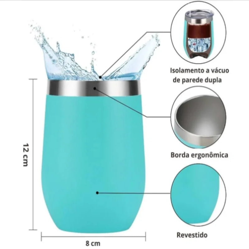 Copo SUPER Térmico Em Aço Inox Conserva Líquido Quente E Frio 360ml