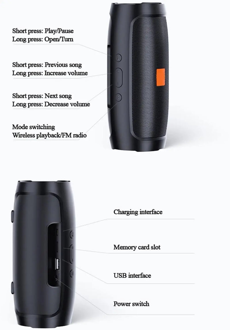 Alto-falantes estéreo HD Sem Fio Portáteis, Alto-Falantes Duplos, Bateria AUXLong Impermeável, Emparelhamento Duplo, Durável, Apto para Viajar, Bluetooth 5.0