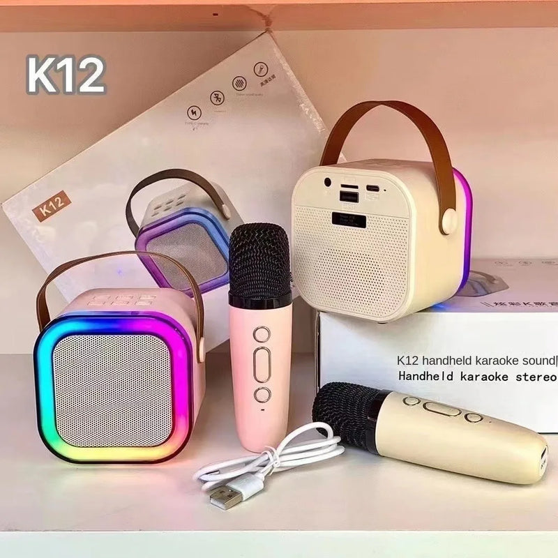 K12 Bluetooth Karaoke, portátil 5.3 PA sistema de alto-falantes, 1-2 microfones sem fio, divirtam-se com seus filhos e familiares...