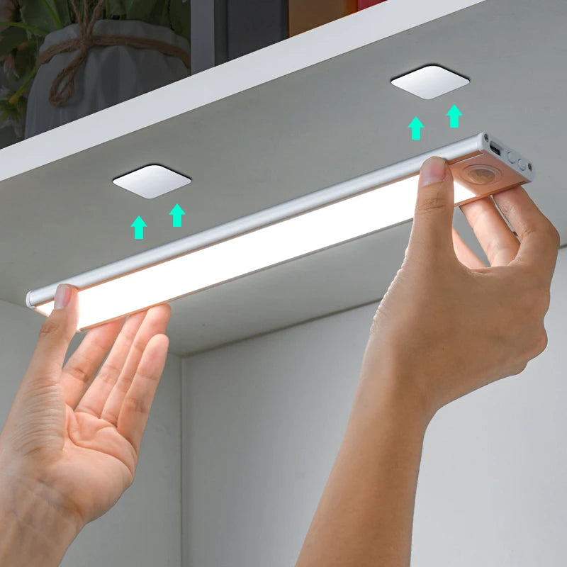 Luz noturna LED sem fio com sensor de movimento, Wardrobe Lamp, Roupeiro quarto, USB, 20 cm, 30 cm, 40 cm, 60cm.